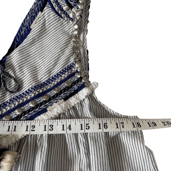 ZARA WOMAN Boho Sleeveless Embroidered Embellished Open Front Tassel Top - Picture 9 of 12